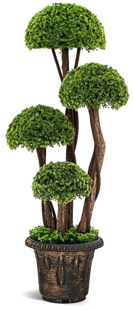 Árvore cedro artificial de 90cm, planta falsa de cipreste com vaso decorativo falso para jardim interno