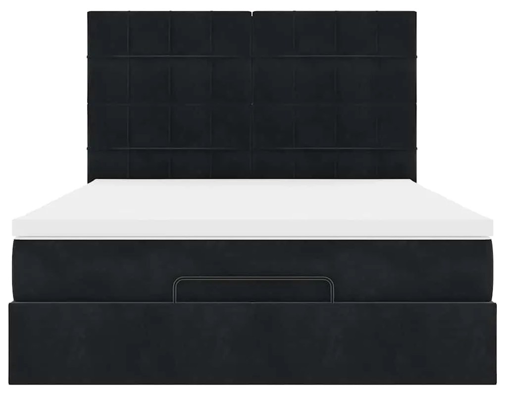 Estrutura de cama otomana com colchões 140x190 cm veludo preto