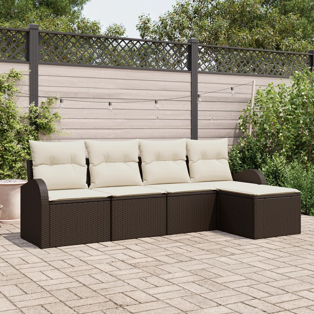 Conjunto de Sofá de Jardim vidaXL de 5 Peças com Almofadas em Rattan P