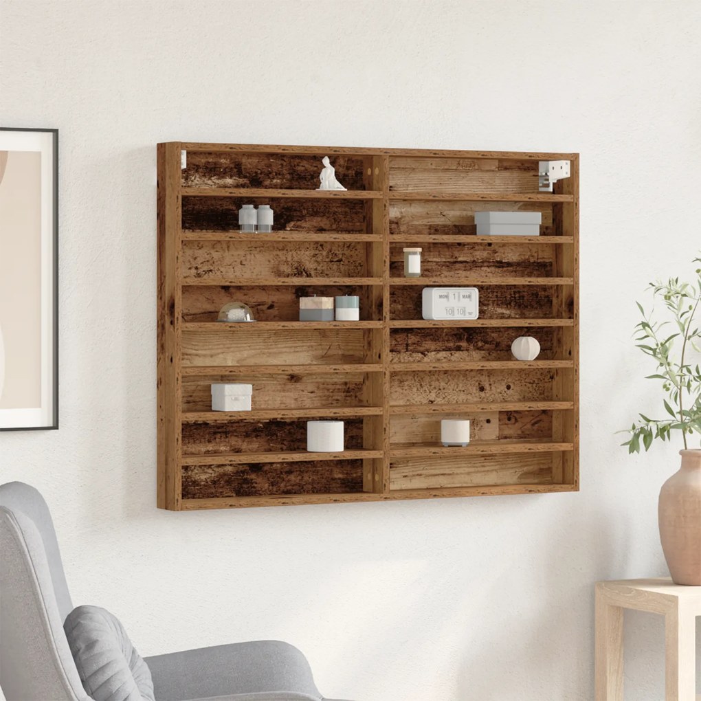 vidaXL Armário Vitrine Madeira Velha 100x8,5x75 cm Madeira Engenheirada