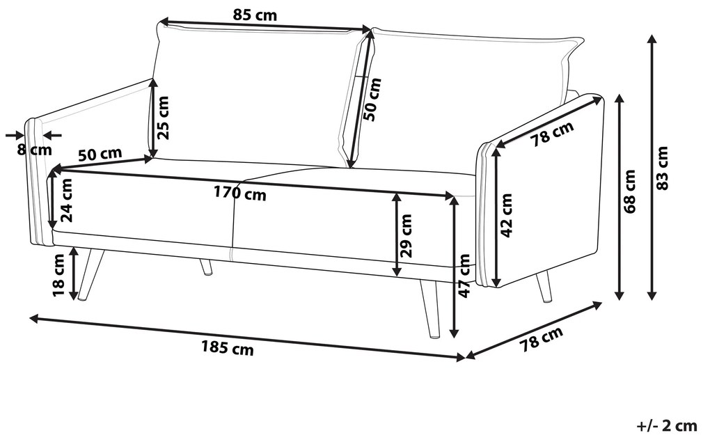 Sofá 3 lugares em veludo rosa MAURA Beliani