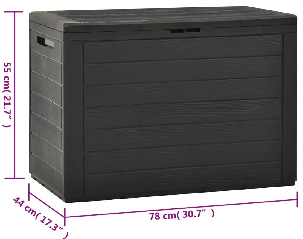 Caixa de arrumação de jardim 78x44x55 cm antracite