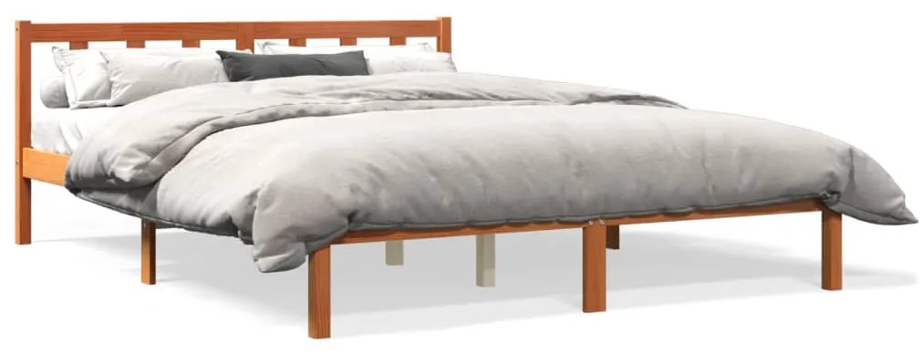 Estrutura de cama 160x200 cm madeira pinho maciça castanho cera