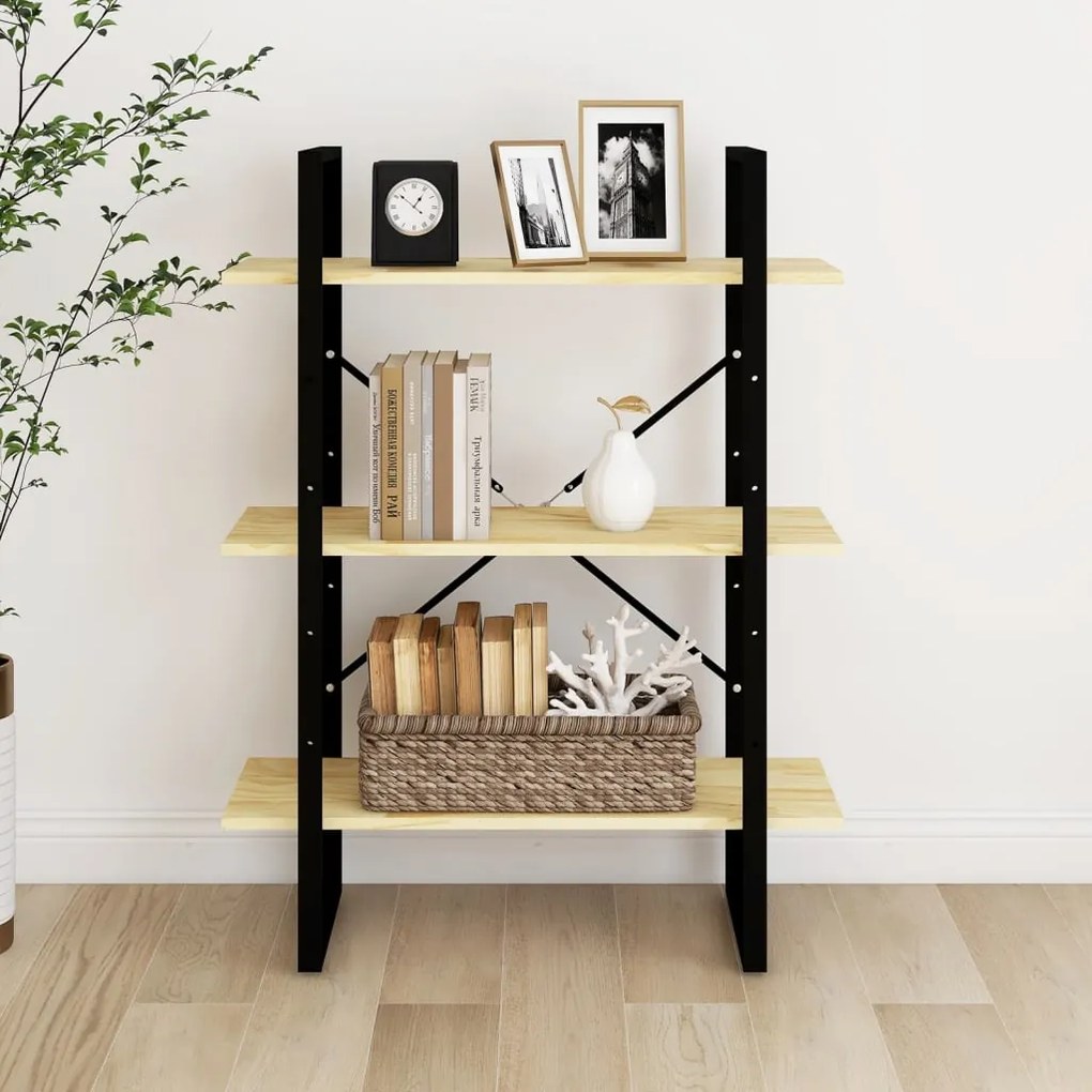 Estante com 3 prateleiras 80x30x105 cm pinho maciço castanho
