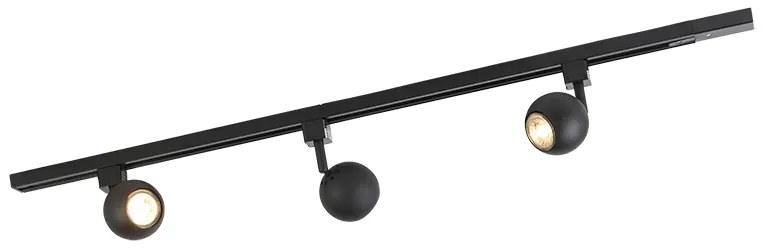 Sistema de iluminação de trilho moderno com 3 focos preto 1-Fase - Iconic Gissi