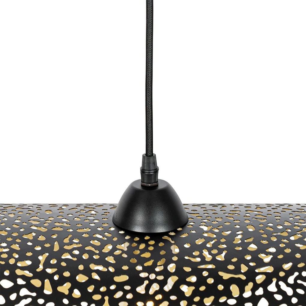 Candeeiro de suspensão oriental preto com dourado 50 cm - Japke Oriental
