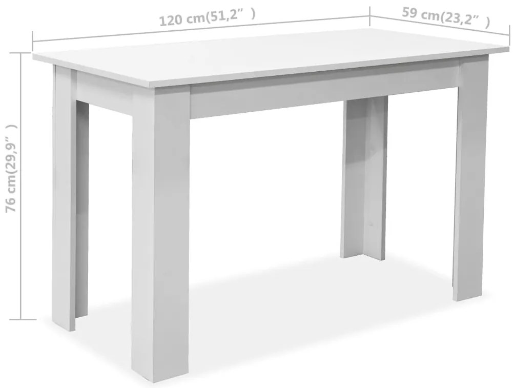 Mesa e bancos de jantar 3 pcs aglomerado branco