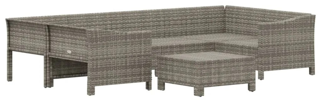 7 pcs conjunto lounge de jardim c/ almofadões vime PE cinzento