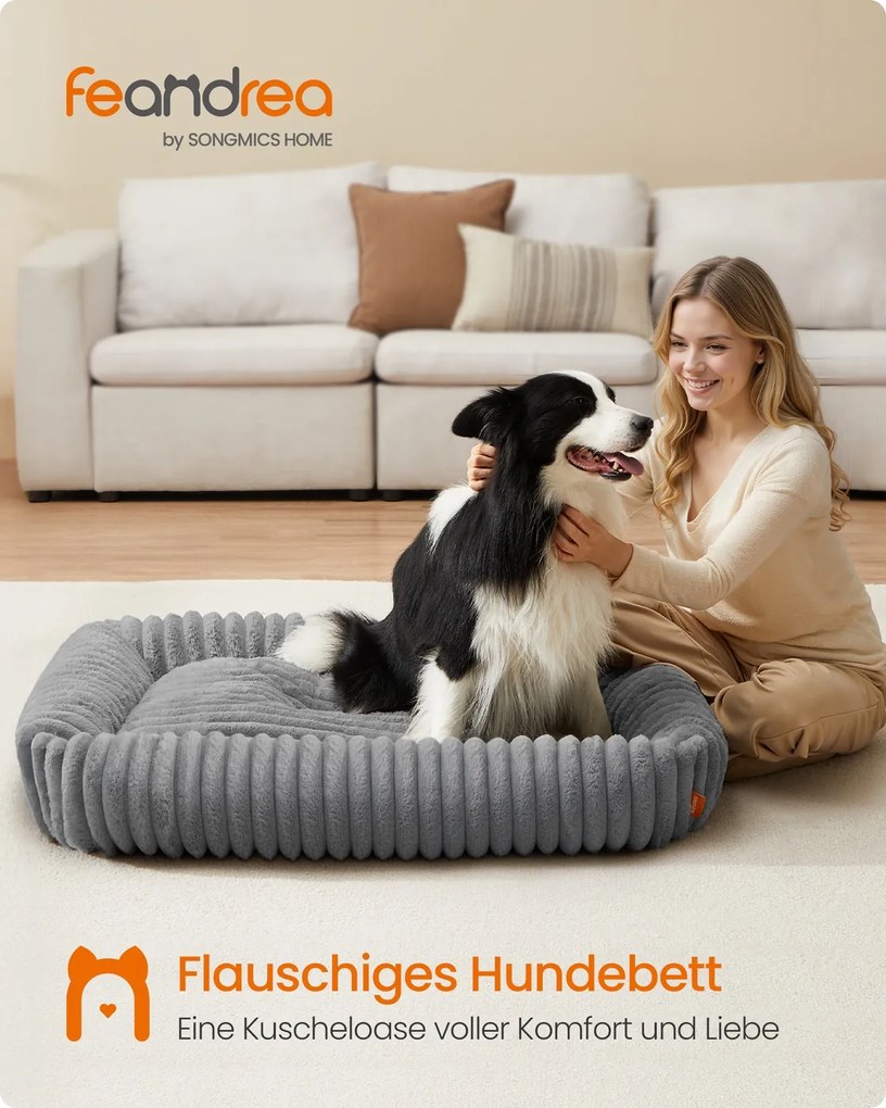 Cama ortopédica para cães de tamanho médio 106 x 75 x 20 cm cinzenta