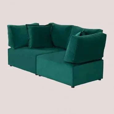 Sofá Modular De 2 Peças Com 2 Poltronas De Esquina Em Veludo Kata Verde Selva - Sklum