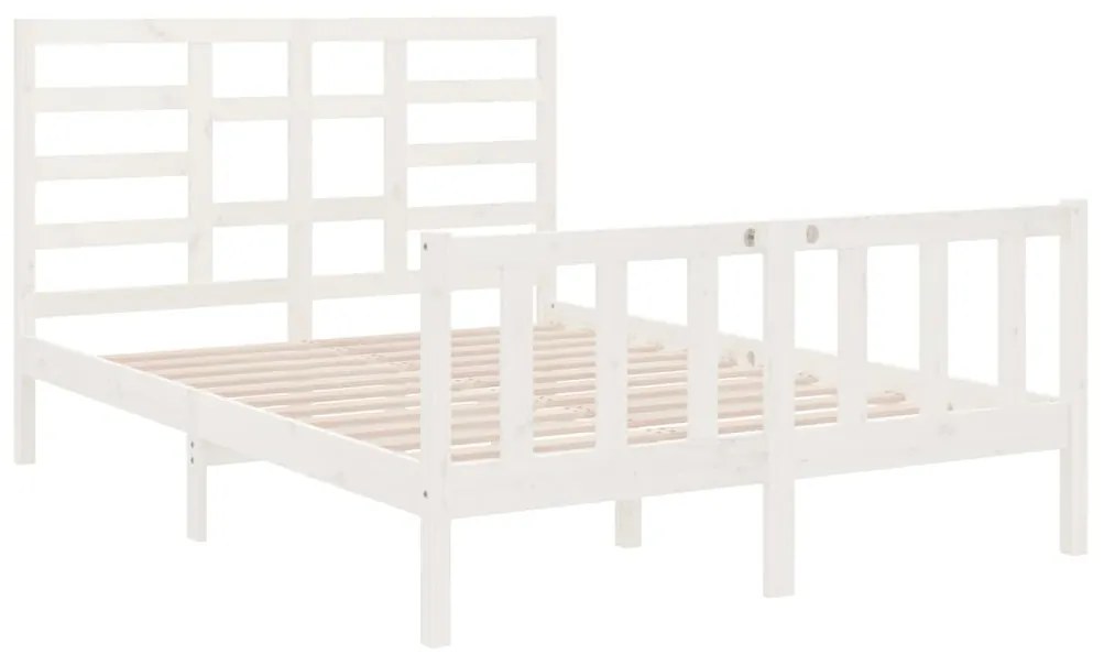 Estrutura de cama casal 135x190 cm madeira maciça branco