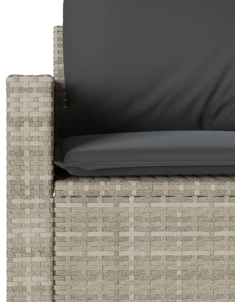4 pcs conj. sofás jardim c/ almofadões vime PE cinzento-claro