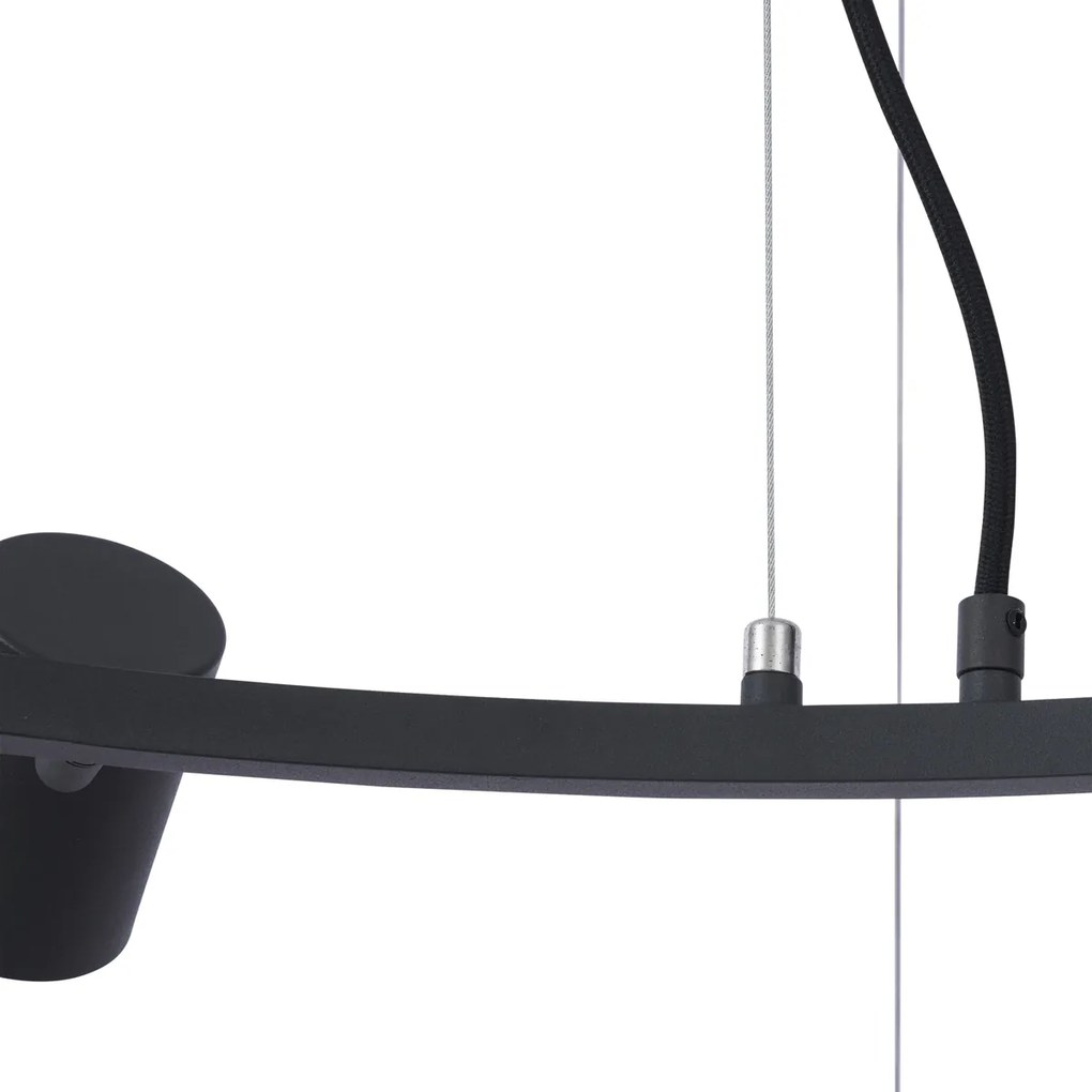 Candeeiro suspenso moderno preto com 6 luzes - Jeana Circle Moderno