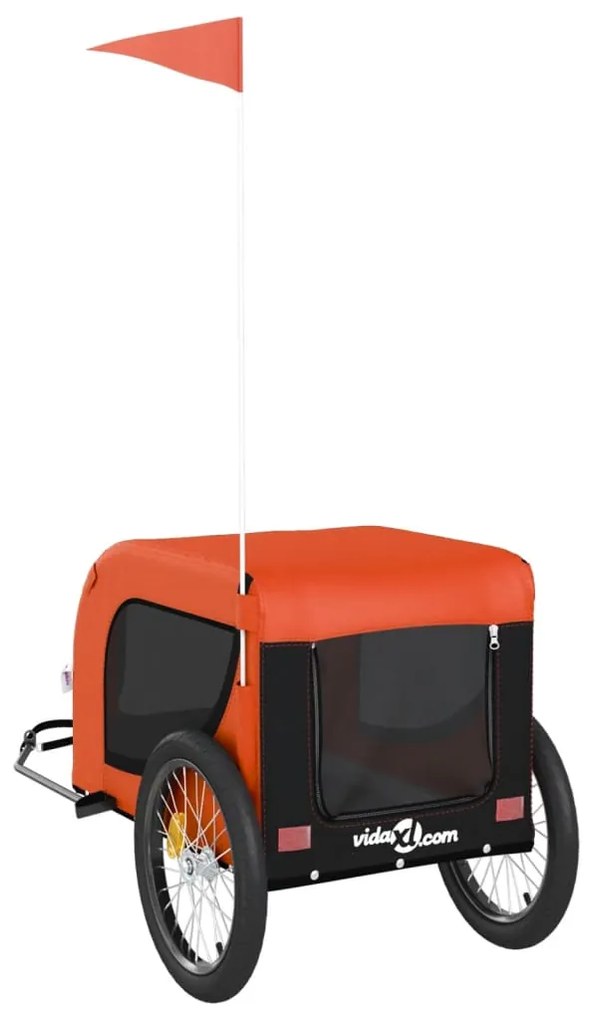 Reboque bicicleta p/ animais tecido oxford/ferro laranja/preto