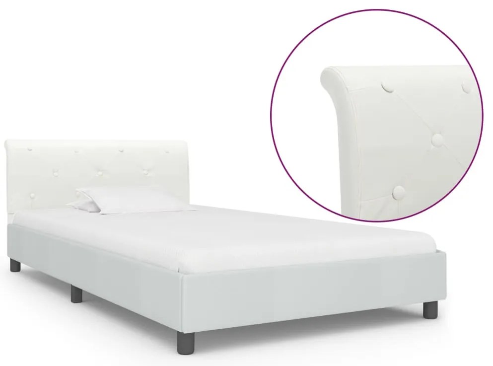 Estrutura de cama 100x200 cm couro artificial branco