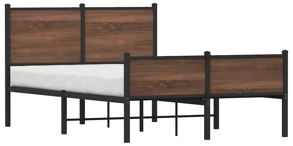 Estrutura de cama sem colchão 120x200cm metal carvalho castanho