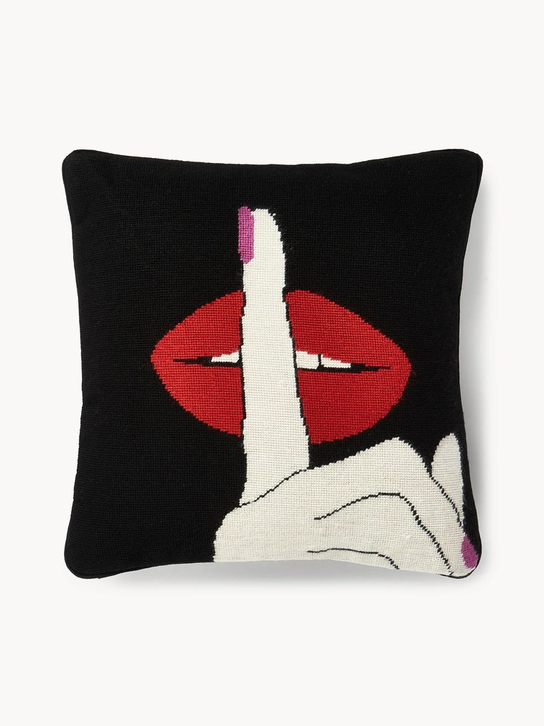 Almofada decorativa em lã artesanal Lips Hush