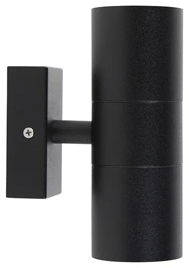 Candeeiro de parede exterior preto 2 luzes IP44 - Duo