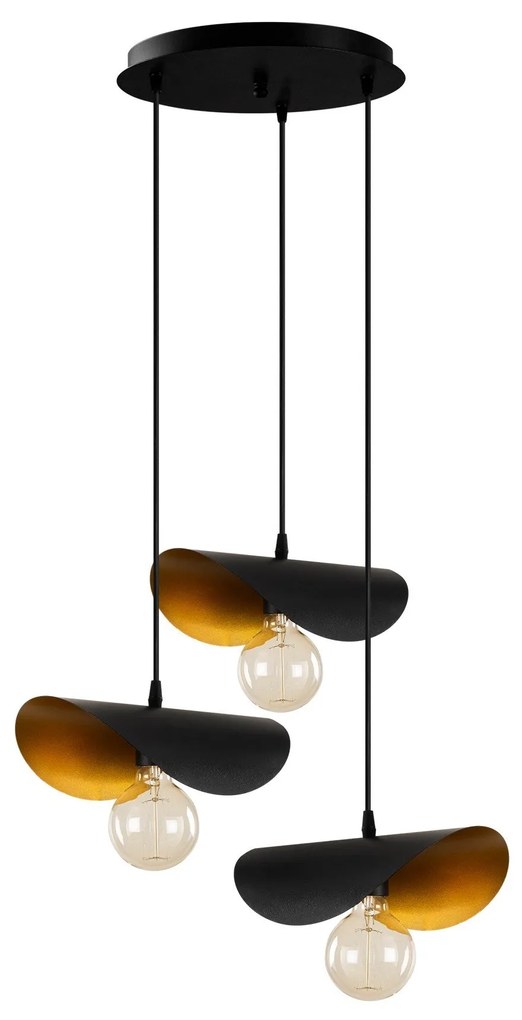 Candeeiro Chandelier Sivani – Preto e Dourado – 45 cm