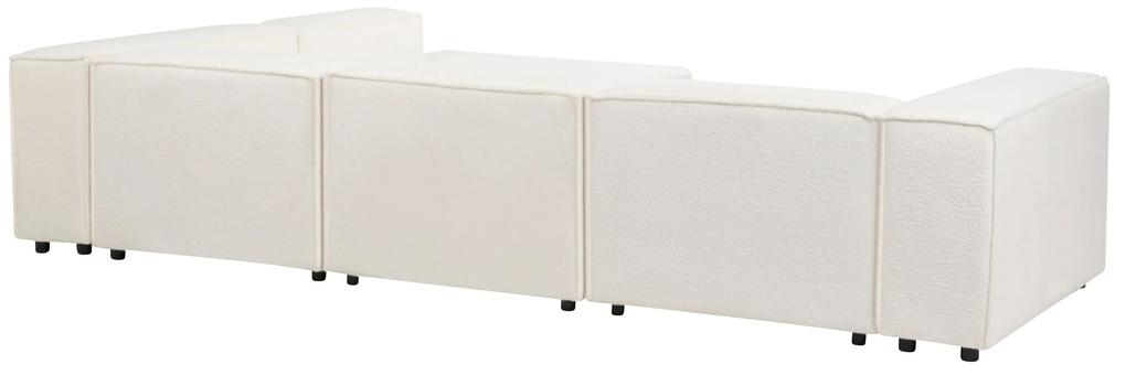 Sofá de canto modular 4 lugares em tecido bouclé branco à direita APRICA Beliani