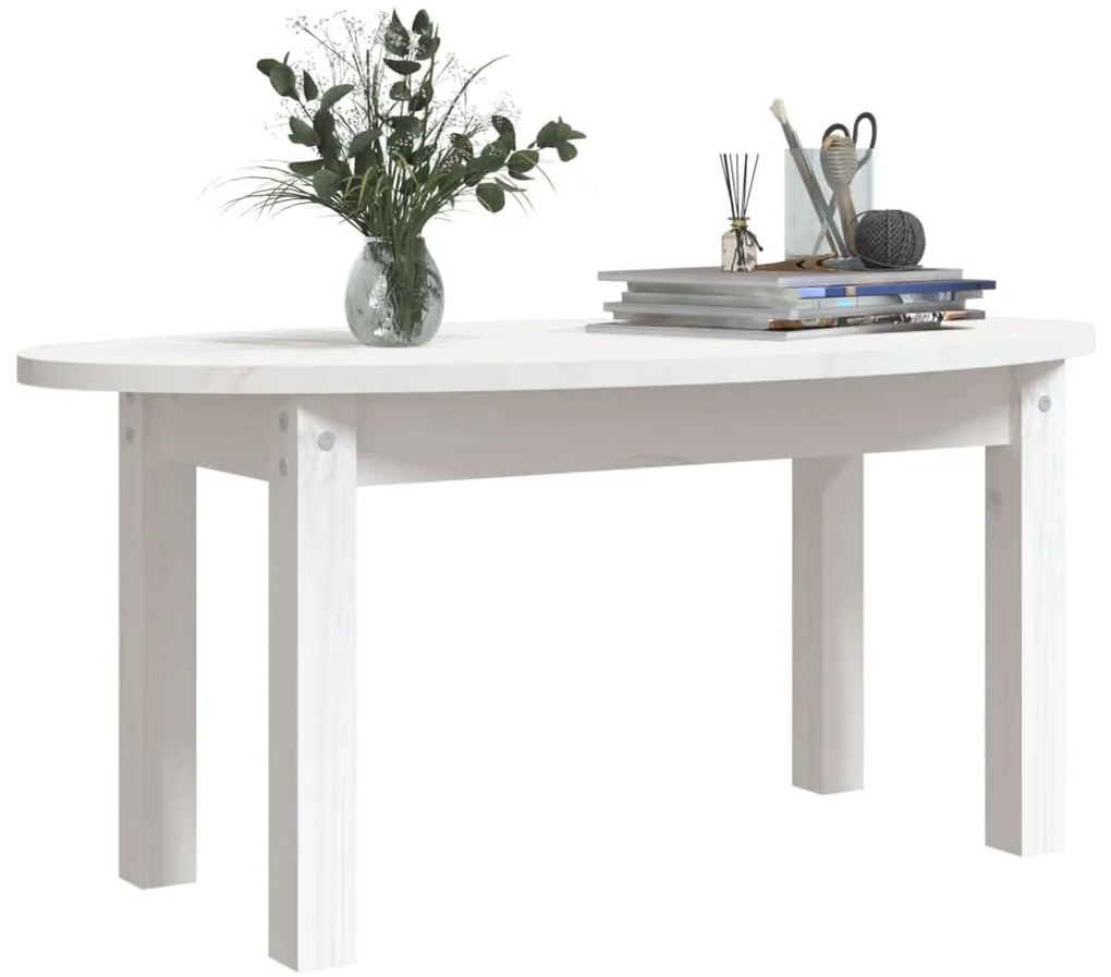 Mesa de centro 80x40x35 cm madeira de pinho maciça branco