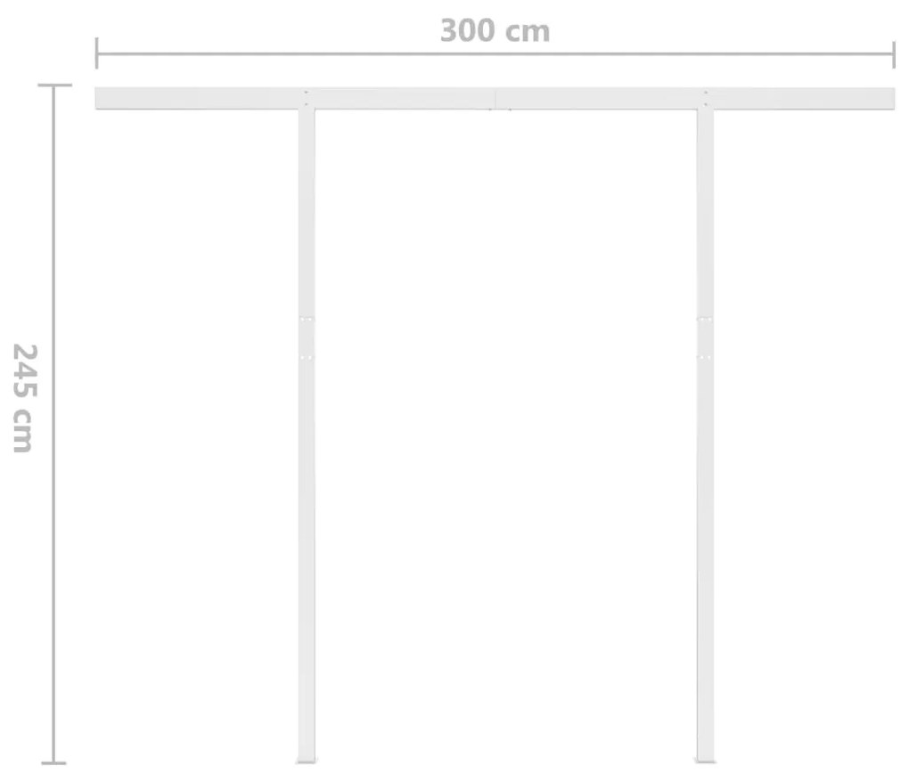 Toldo retrátil manual com LED 3x2,5 m cor creme