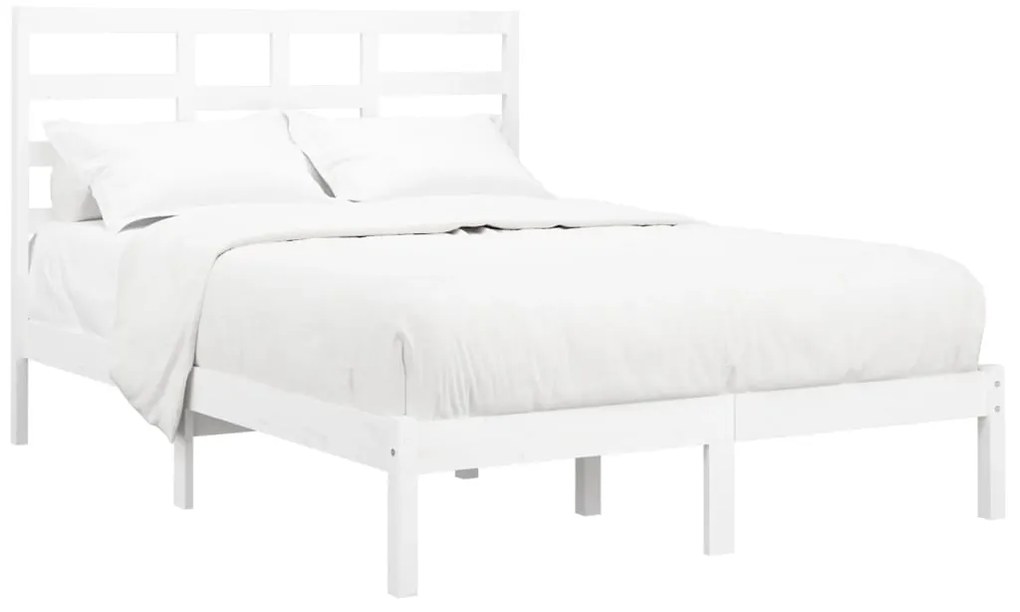 Estrutura de cama dupla 135x190 cm madeira maciça branco