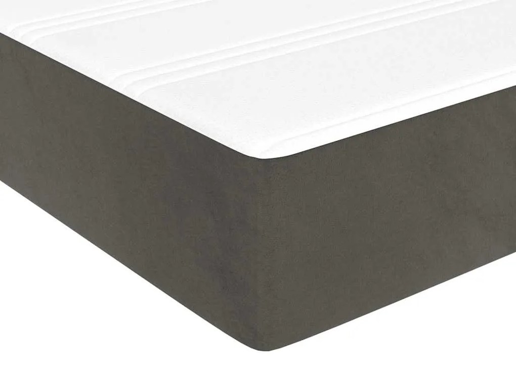 Colchão de molas ensacadas 120x210x20 cm veludo cinza-escuro