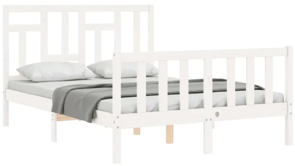 Cama sem colchão 140x190 cm madeira de pinho maciça branco