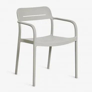 Pack De 4 Cadeiras De Jardim Empilháveis Com Apoios De Braços Em Polipropileno Graneli Verde Cáqui - Sklum