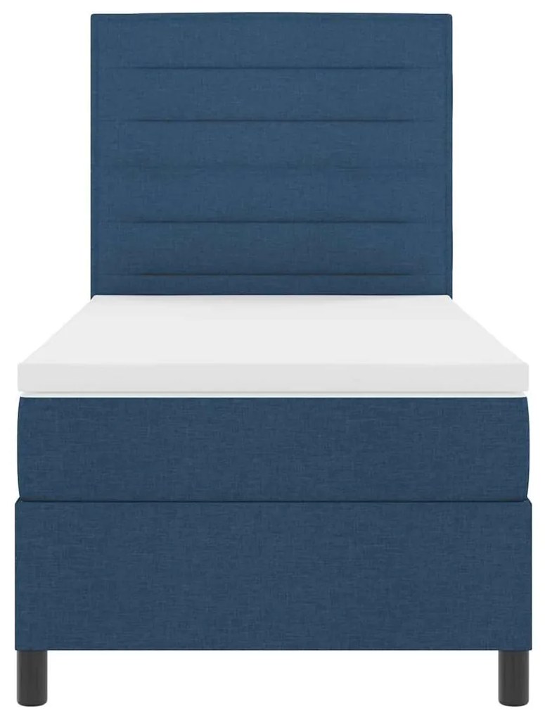 Cama Box com Colchão e Luz LED Azul 100x200 cm em Tecido