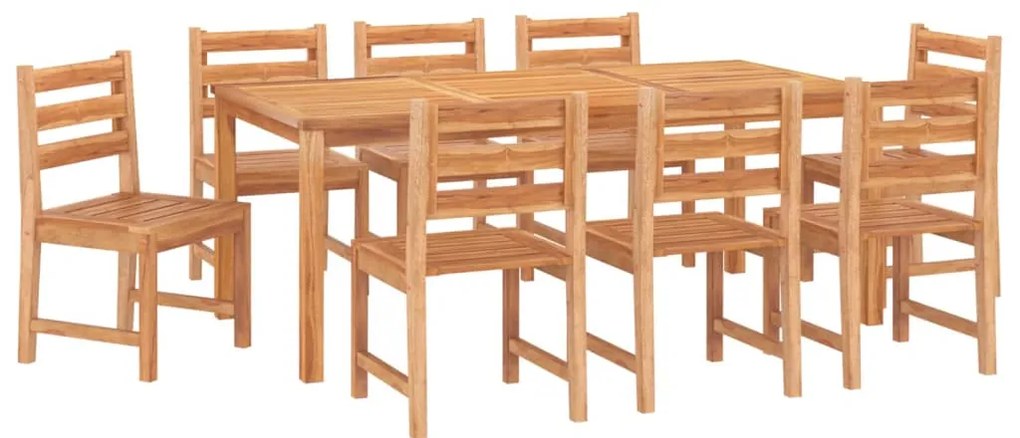 9 pcs conjunto de jantar para jardim madeira de teca maciça