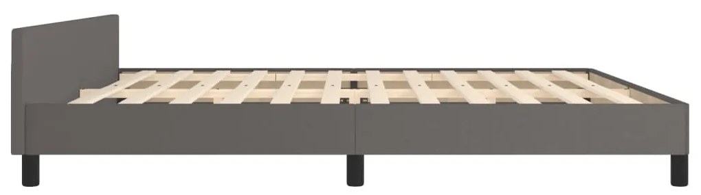 Estrutura cama c/ cabeceira 200x200cm couro artificial cinzento