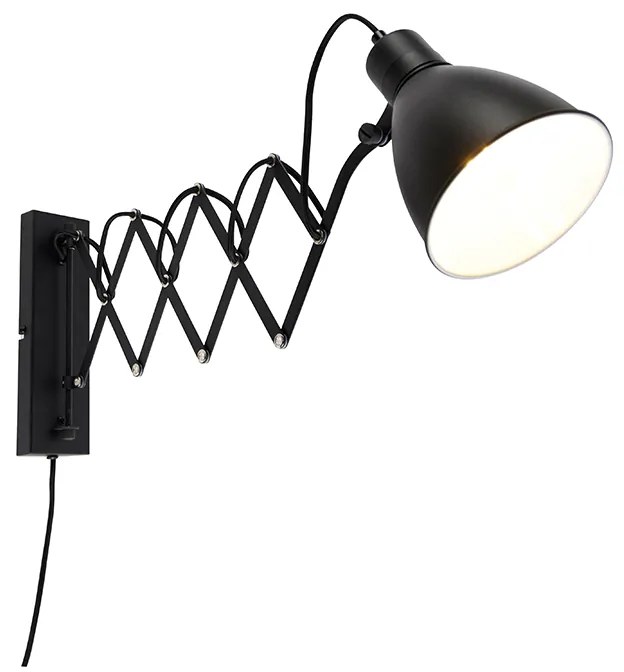 Candeeiro de parede industrial preto com braço ajustável - Merle Industrial
