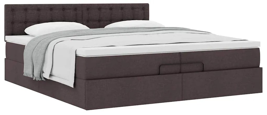 Estrutura de cama otomana com colchão 200x200cm castanho-escuro