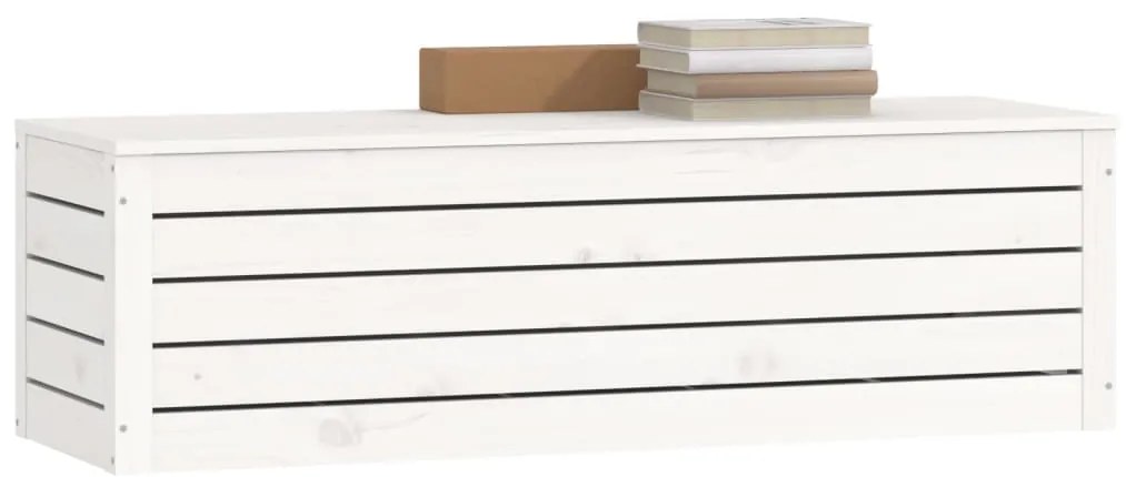 Caixa de arrumação 109x36,5x33cm madeira de pinho maciça branco