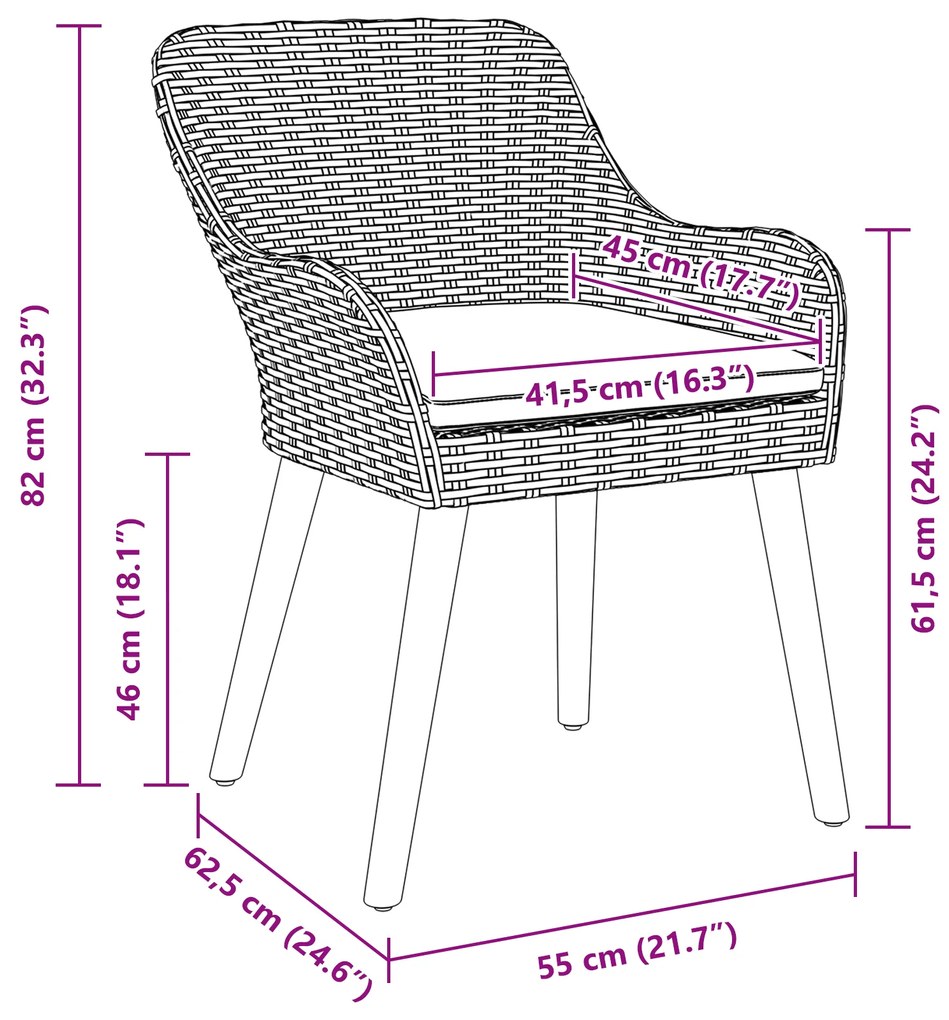 Conjunto de Jantar de 7 Peças Preto em Polyrattan