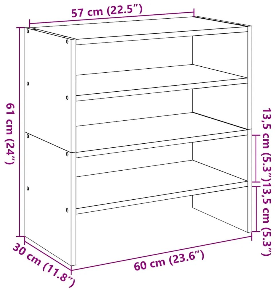 Sapateiras 2 pcs empilháveis 60x30x30,5 cm carvalho sonoma