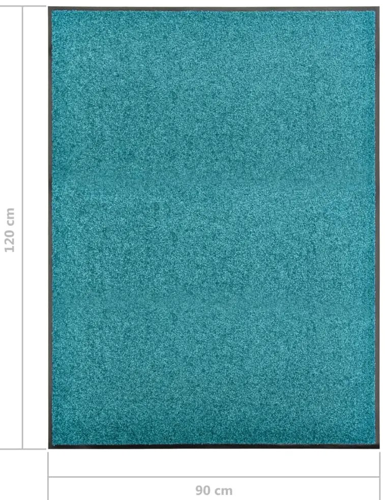 Tapete de porta lavável 90x120 cm azul ciano