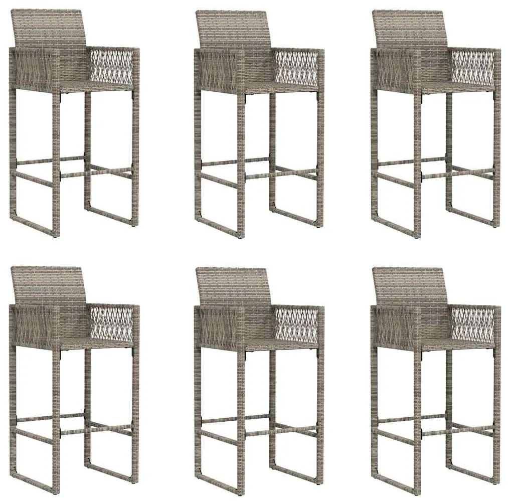 7 pcs conj. bar jardim sem almofadões vime PE/acácia cinzento
