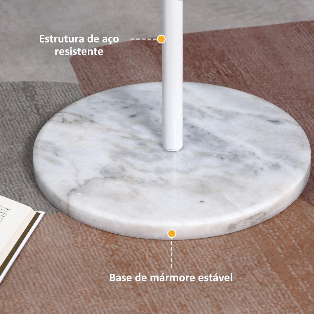 HOMCOM Cabideiro de Pé Cabideiro para Roupas com 8 Ganchos para Pendurar Bolsas Chapéus com Base de Mármore para Dormitório Corredor Entrada 35x35x170cm Branco