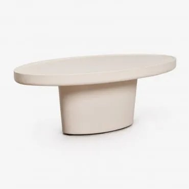 Mesa De Centro Oval 110x60 Cm Em Cimento Darwys Tapioca Bege - Sklum