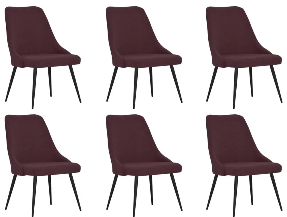 vidaXL Cadeiras de jantar 6 pcs tecido roxo