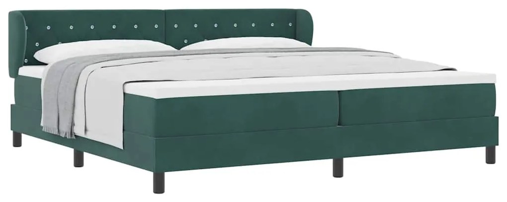 Cama Box Spring vidaXL com Colchão Verde Escuro 200x200 cm Veludo