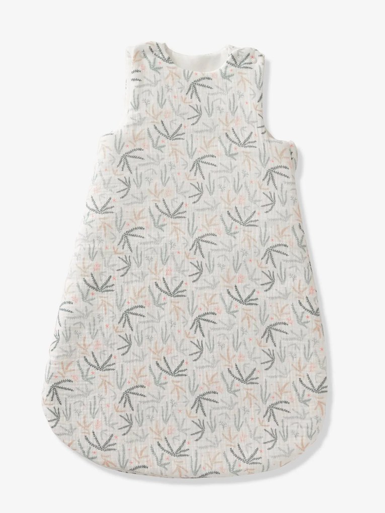 Saco de bebé personalizável, sem mangas, em gaze de algodão, Sob o Oceano azul claro estampado