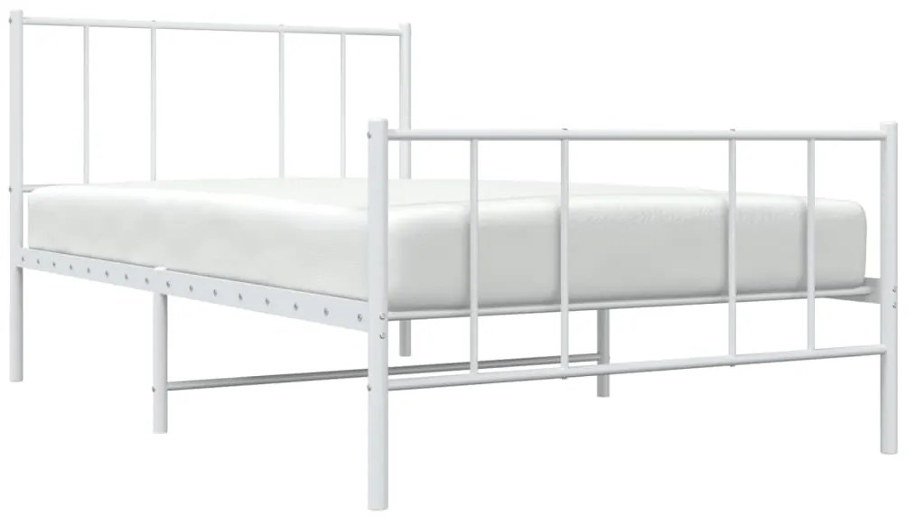 Estrutura de cama com cabeceira e pés 90x190 cm metal branco