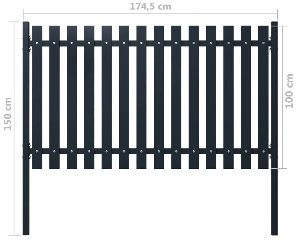 Cerca de jardim 174,5x100 cm aço revestido a pó antracite