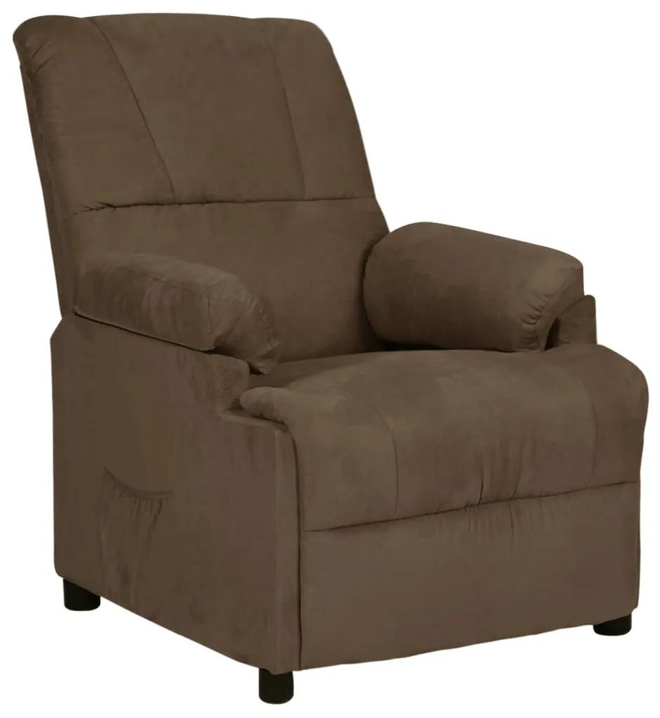 324046 vidaXL Cadeira reclinável camurça artificial castanho