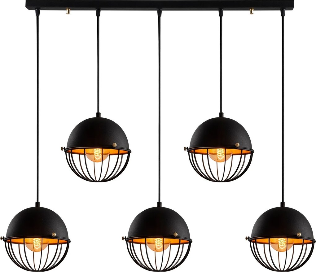 Chandelier Sivani Tel – Preto e Dourado – 90 x 20 cm