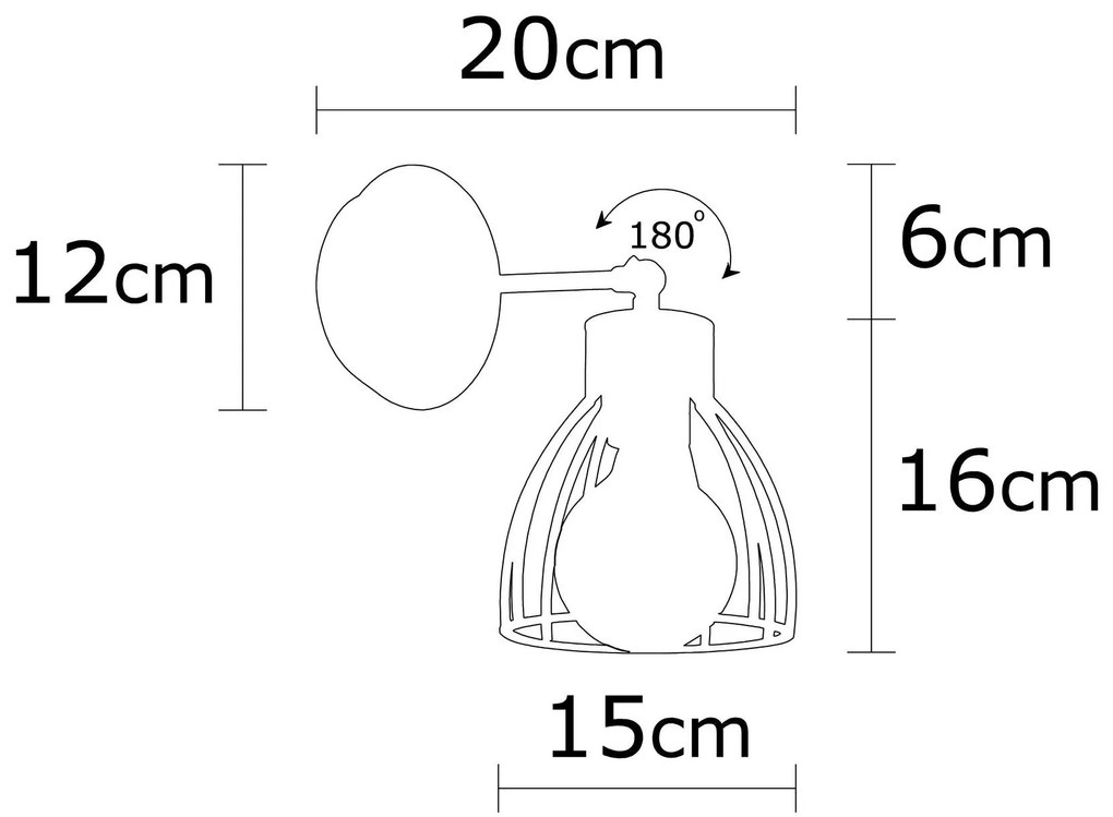 Candeeiro de Parede Kemah – Preto e Bronze – 15 cm